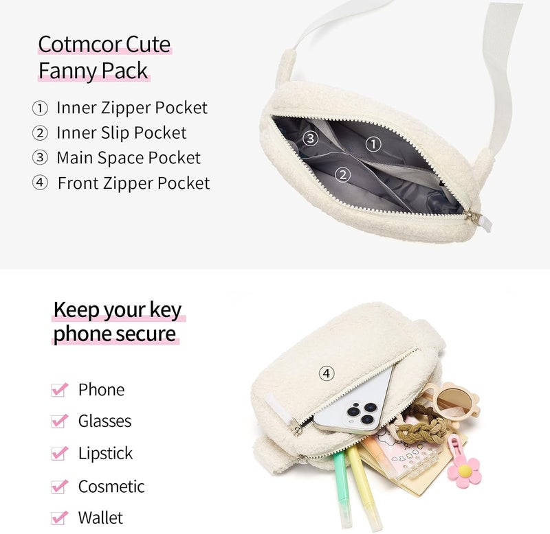 cotmcor Store Valentines Day Gifts for Kids: Fanny Pack Birthday Gift for 5 6 7 8 9 10 11 12 Year Old Teen Girls, Preppy Cute Trendy Stuff Colorblock Crossbody Bag Adjustable Belt Bags for Travel Outdoor - Image 4